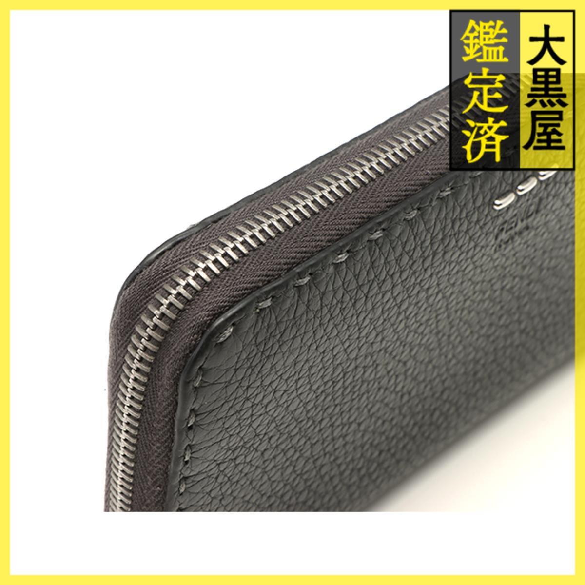 Fendi Fendi se rely around застежка-молния длинный кошелек 7M0120 серый кожа 