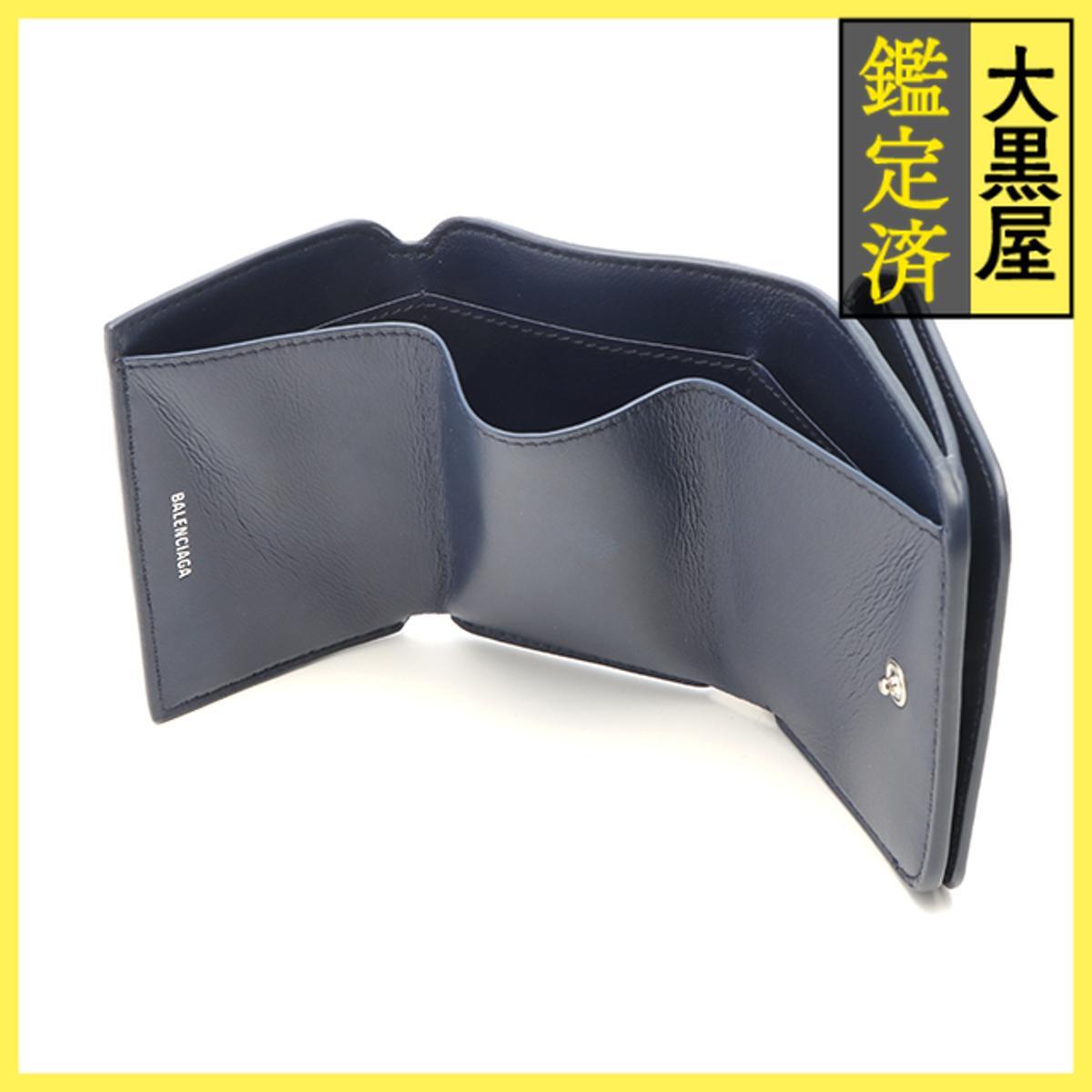 BALENCIAGA　バレンシアガ　キャッシュ　ミニウォレット　ネイビー　レザー_画像6