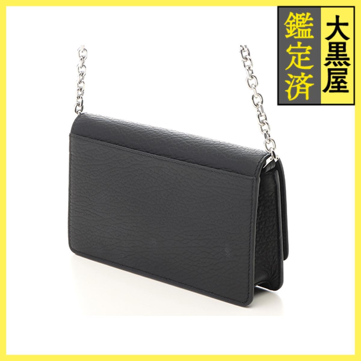 Maison Margiela　メゾン マルジェラ　4ステッチ チェーンウォレット　ブラック　グレイニーレザー　2141300462469