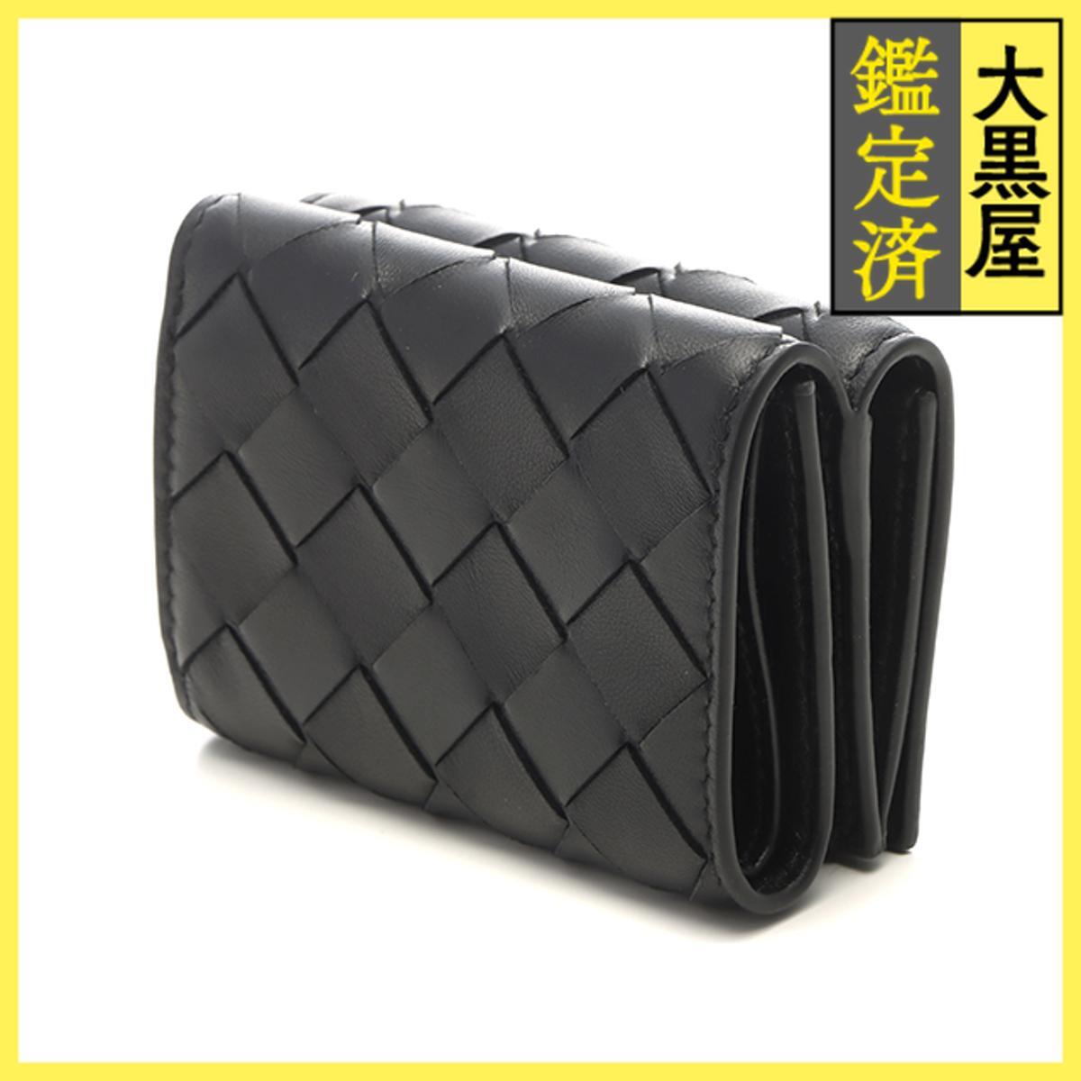 BOTTEGA VENETA　ボッテガヴェネタ　イントレチャート　タイニー　コンパクトウォレット　ブラック　レザー_画像2