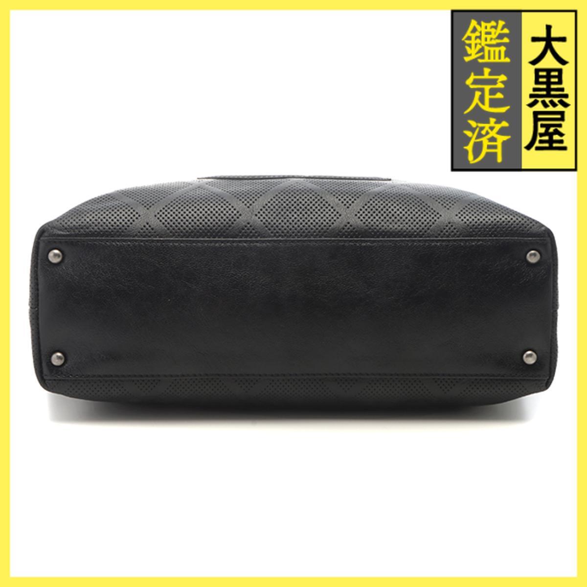CHANEL　シャネル　ココマーク　パンチング　トートバッグ　ブラック　レザー　A33936　11番台_画像3