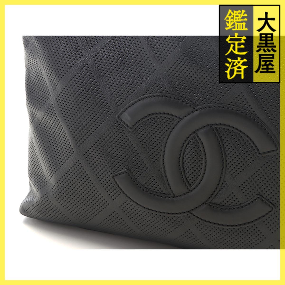 CHANEL　シャネル　ココマーク　パンチング　トートバッグ　ブラック　レザー　A33936　11番台_画像7