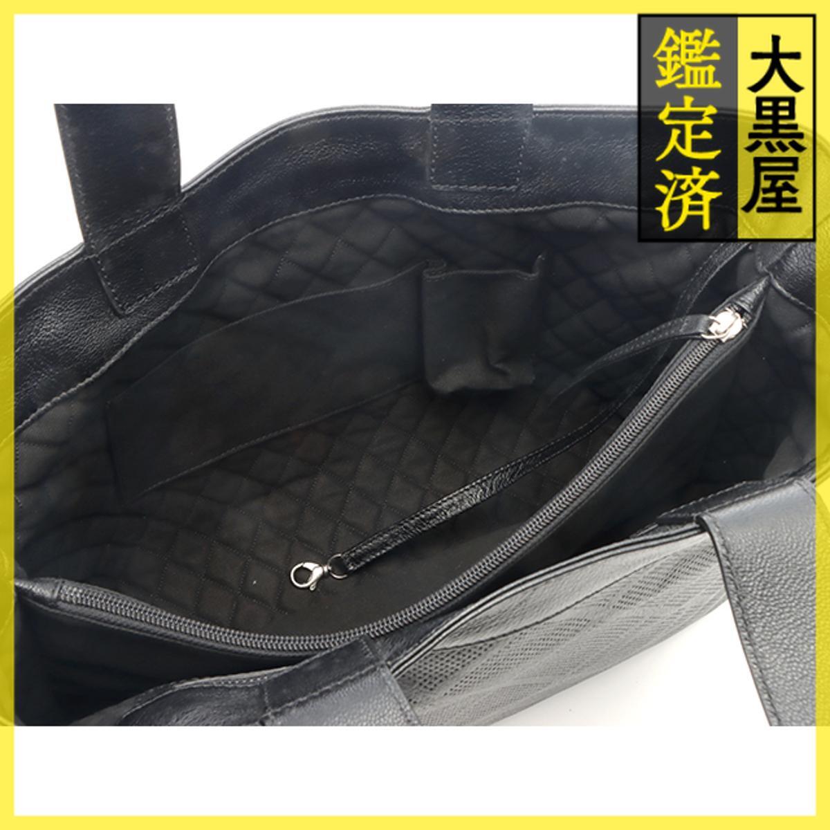 CHANEL　シャネル　ココマーク　パンチング　トートバッグ　ブラック　レザー　A33936　11番台_画像9