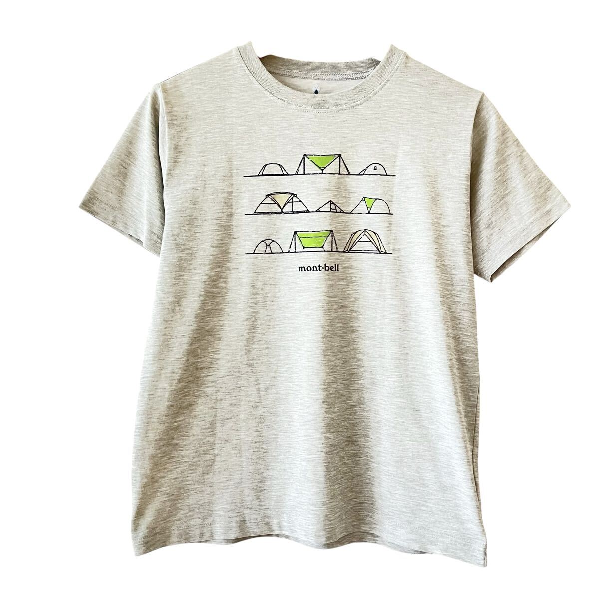 Ye2244cc mont-bell モンベル 半袖 Tシャツ グレー サイズ160 ジュニア kids 子供服 男の子 アウトドア 古着 小学生 通学_画像1