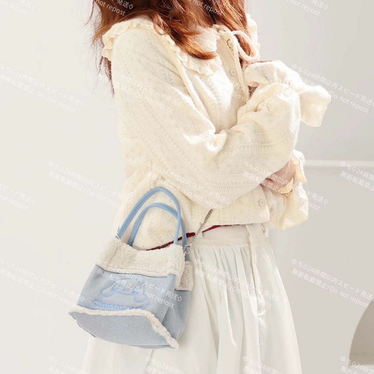 おまけ◎ 海外限定 サンリオ モコモコ ショルダーバッグ ハンドバッグ トートバッグ サブバッグ 手提げ 斜め掛け シナモロール_画像5