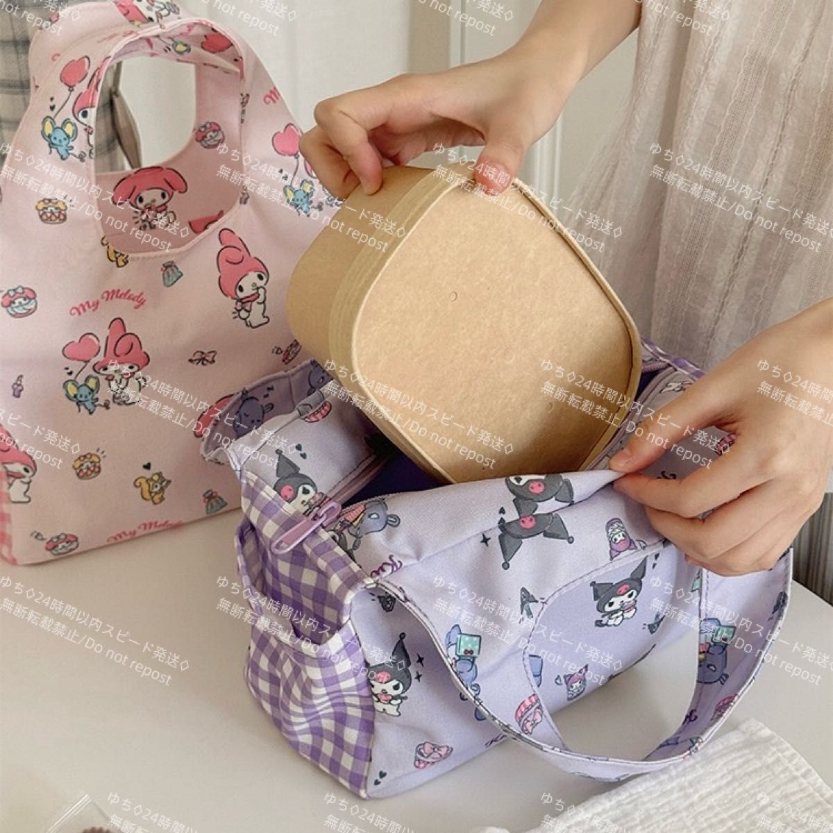 おまけ◎ 海外限定 サンリオ ランチバッグ ハンドバッグ サブバッグ 手提げ お弁当 オシャレ 可愛い シナモロール_画像3