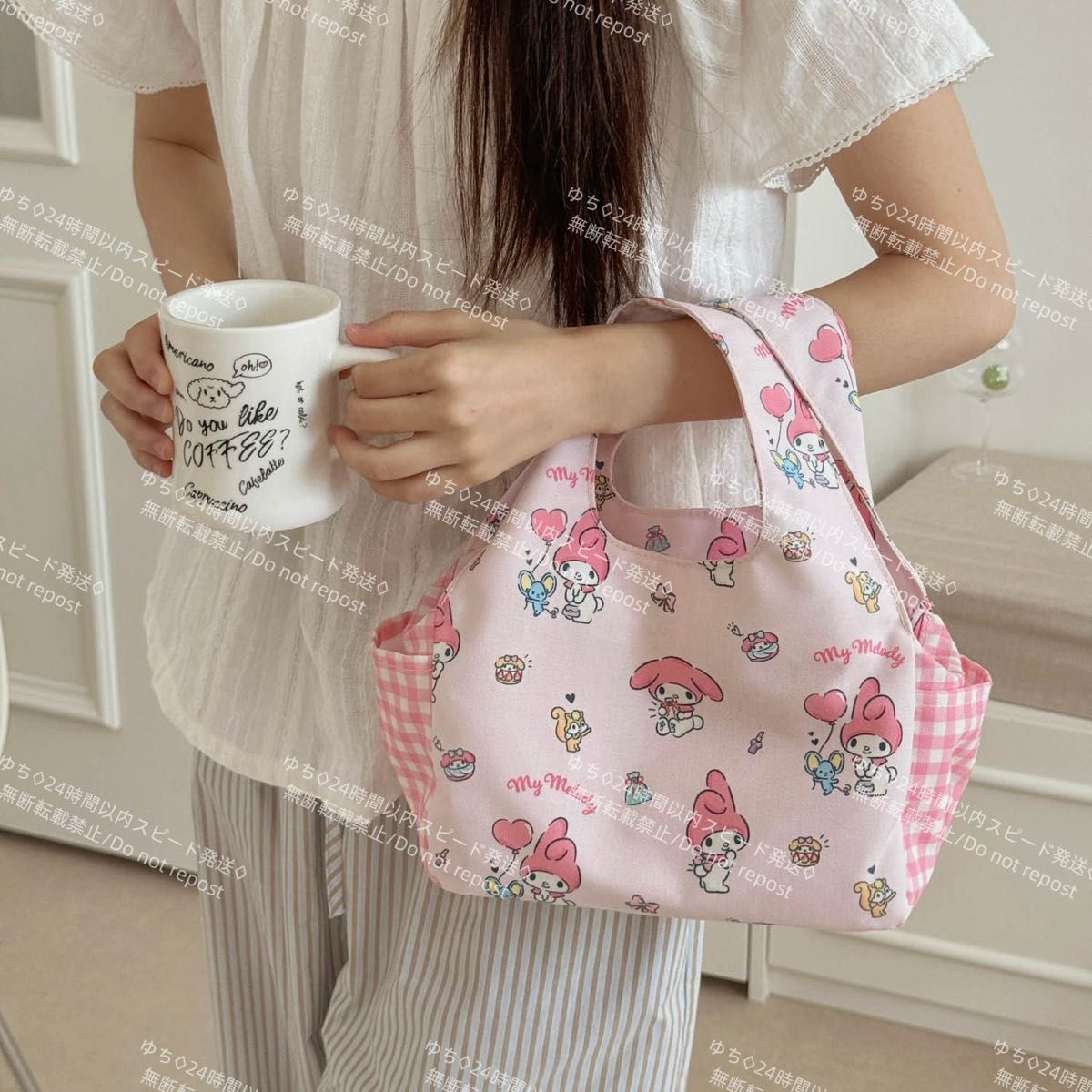 おまけ◎ 海外限定 サンリオ ランチバッグ ハンドバッグ サブバッグ 手提げ お弁当 オシャレ 可愛い シナモロール_画像5