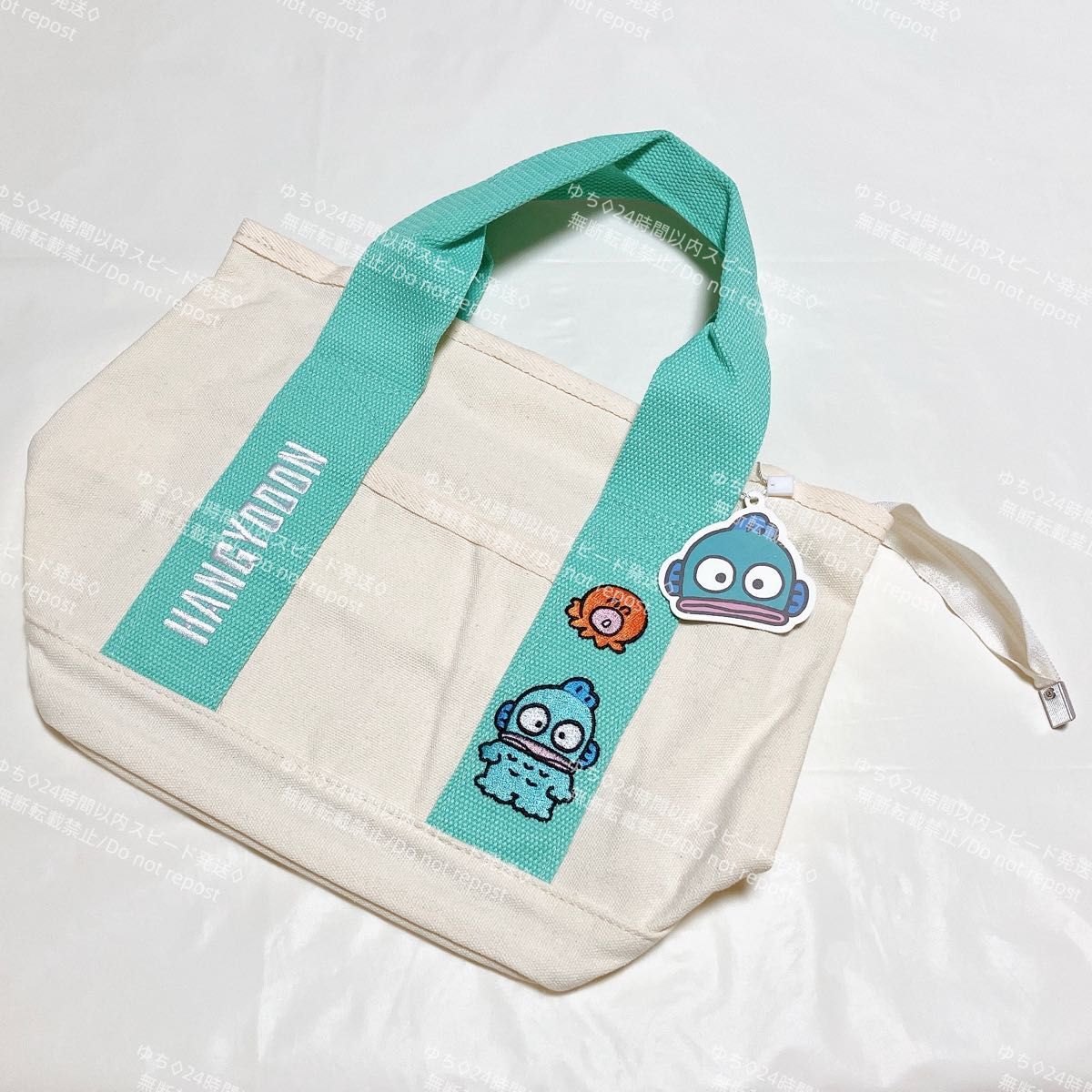 おまけ◎ 海外限定 サンリオ トートバッグ ハンドバッグ サブバッグ ランチバッグ 手提げ シンプル オシャレ ハンギョドン_画像7