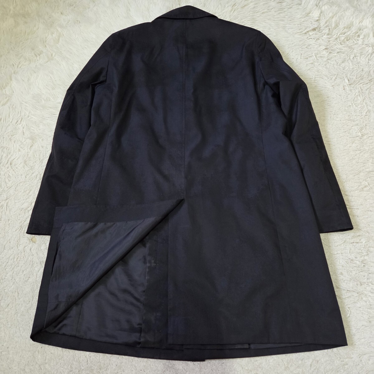 美品 現行タグ アクアスキュータム【ステンカラーコート サイズ36 実寸 M シャドー フォレスト柄】Aquascutum ロングコート ブラック 濃紺_画像8