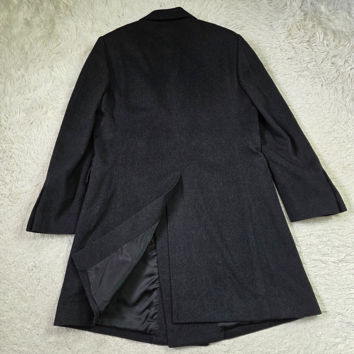 タグ付き 極美品 ゴタイリク【DORMEUIL 希少サイズ L ダブル チェスターコート】五大陸 gotauriku ドーメル ロングコート ブラック 黒_画像9