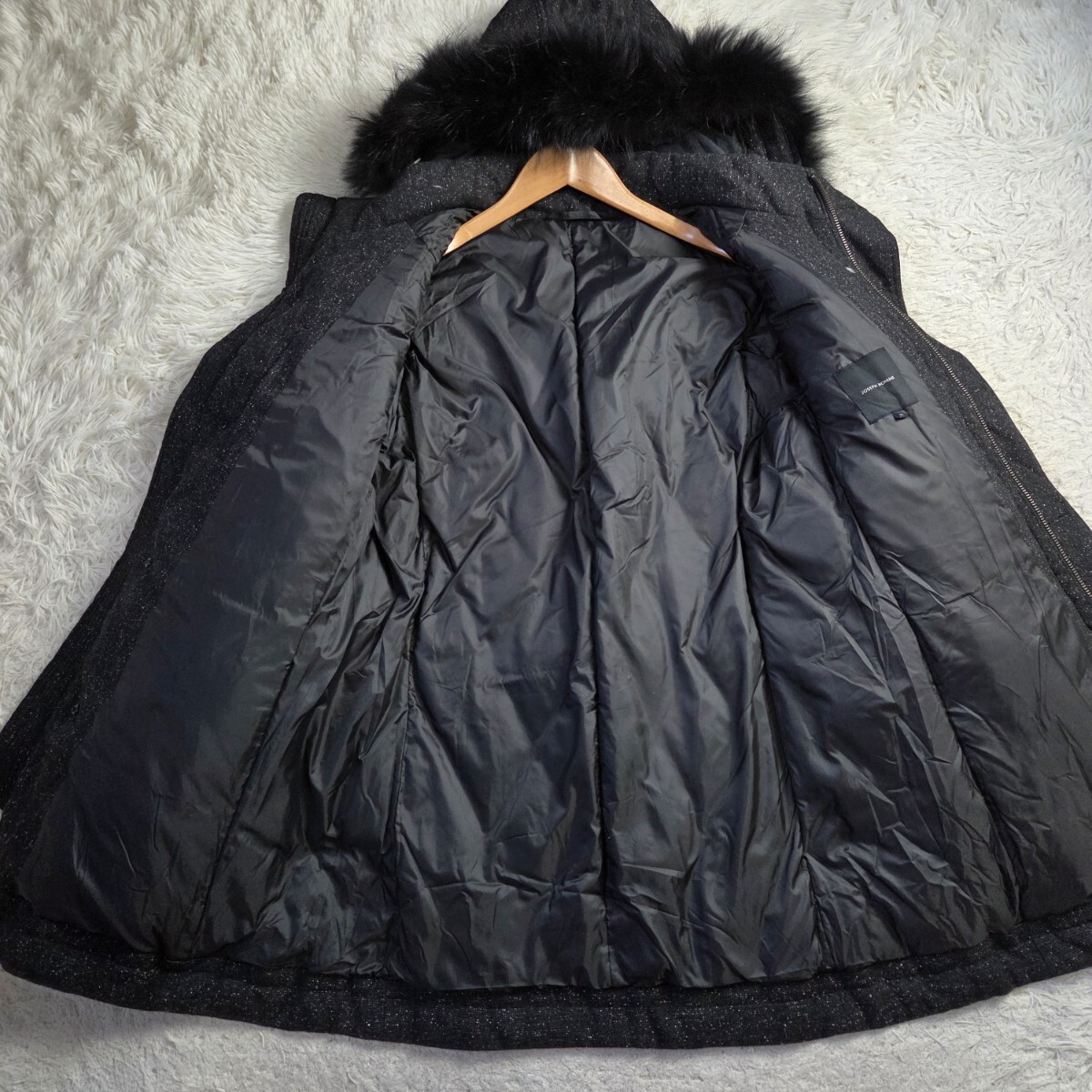 極美品 ジョセフ オム【3WAY フード ファー 着脱 希少サイズ48 L レザー パッチ ダウンジャケット】JOSEPH HOMME ダウンコート ジョゼフ_画像7