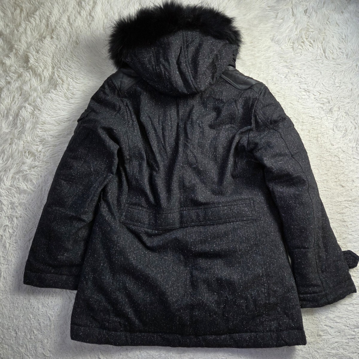 極美品 ジョセフ オム【3WAY フード ファー 着脱 希少サイズ48 L レザー パッチ ダウンジャケット】JOSEPH HOMME ダウンコート ジョゼフ_画像8