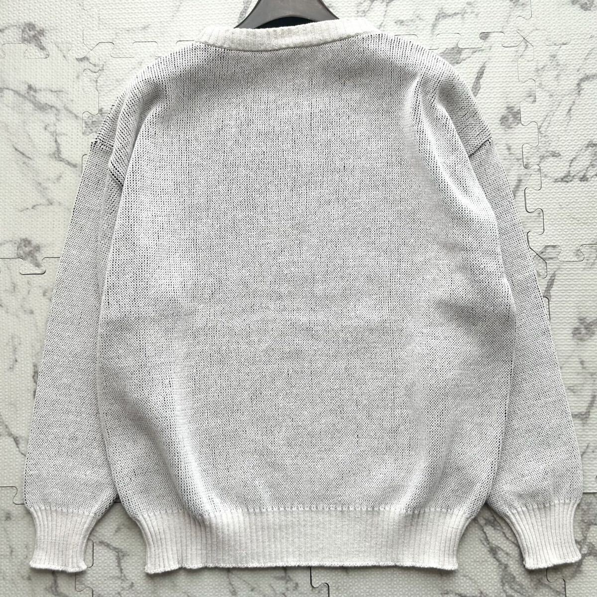 美品●dunhill ダンヒル Port Out Starboard Home クルーネック デザイン ニット セーター コットン ホワイト系 白 メンズ ヴィンテージ_画像3