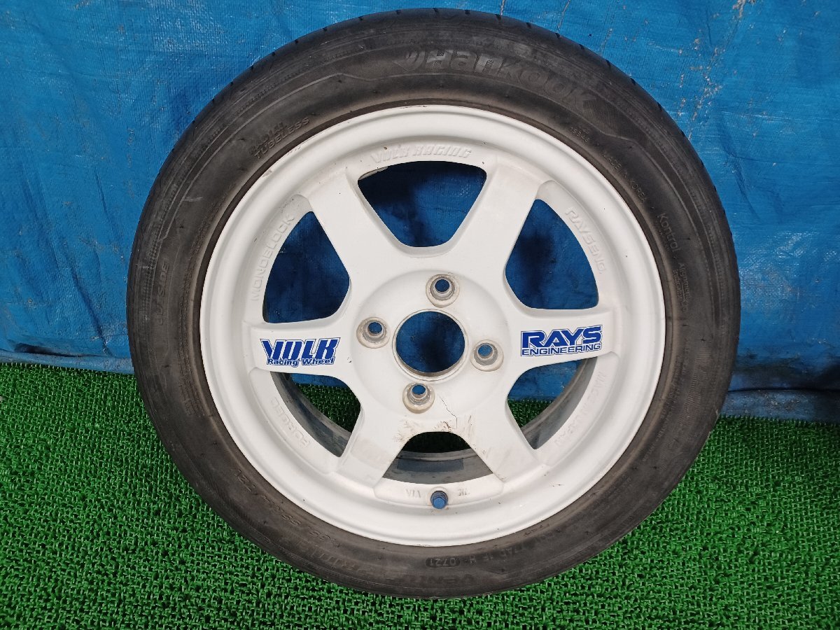 338250★タイヤ溝有り RAYS VOLK Racing ボルクレーシング 14×5J オフセット +45★4H PCD 100★14インチ アルミ 4本★タイヤ 165/55R14_画像2