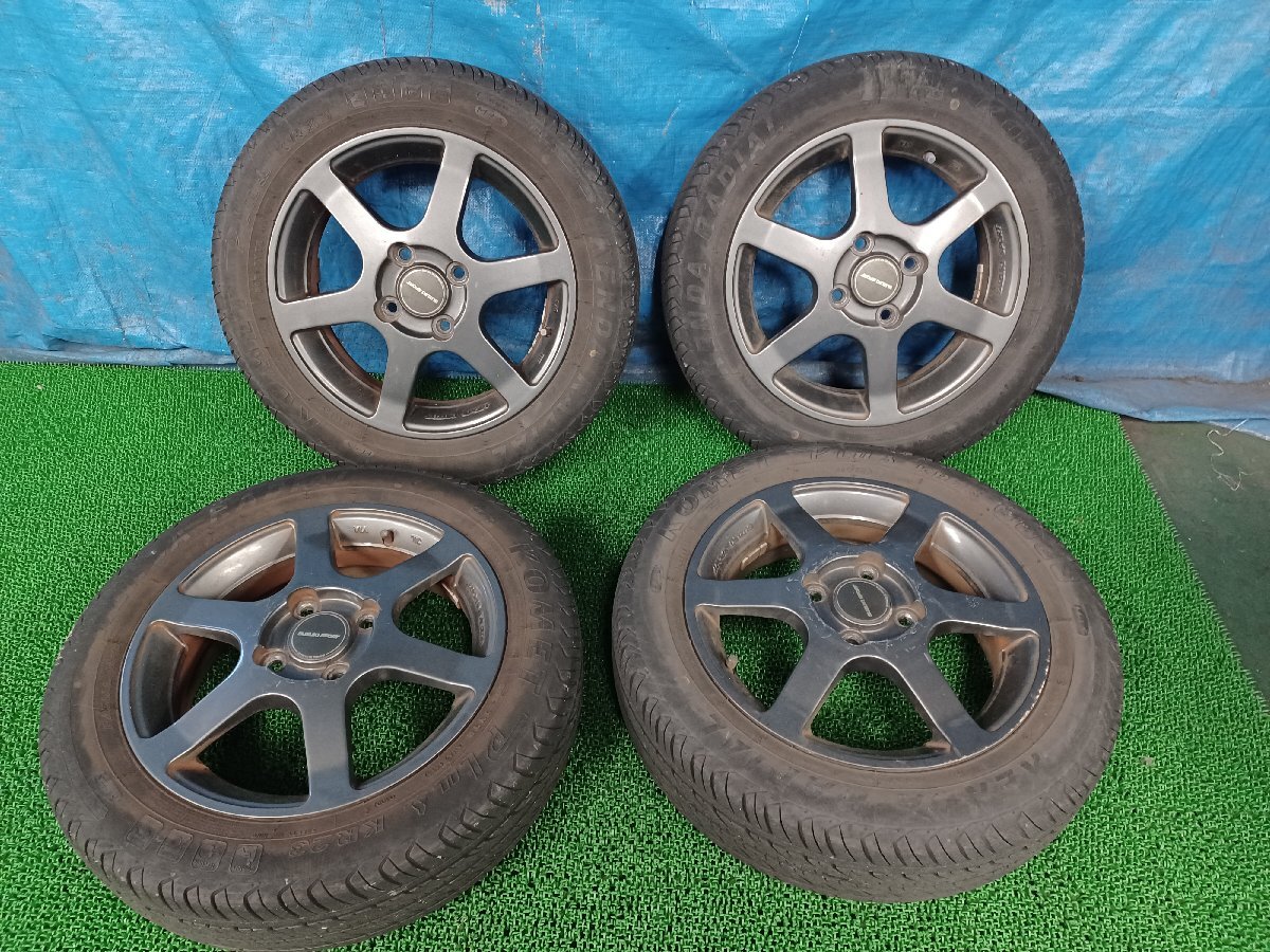 338282★SUZUKI SPORT スズキスポーツ 純正OP 14×4.5J +50★4H PCD 100★14インチ アルミホイール 4本★タイヤ155/65R14★タイヤ要交換★_画像1