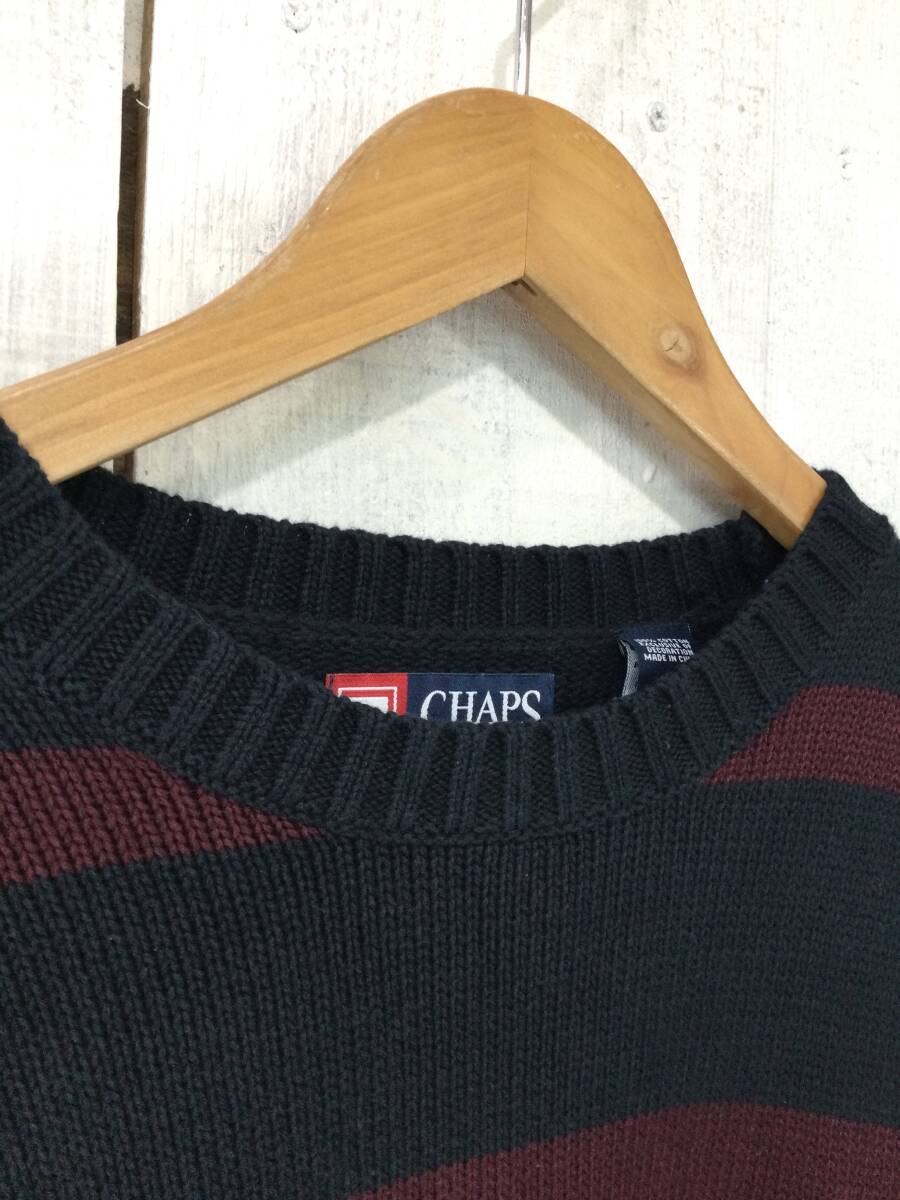 CHAPS チャップス ボーダー柄 コットンニット クルーネックセーター メンズXL 状態良好 _画像5