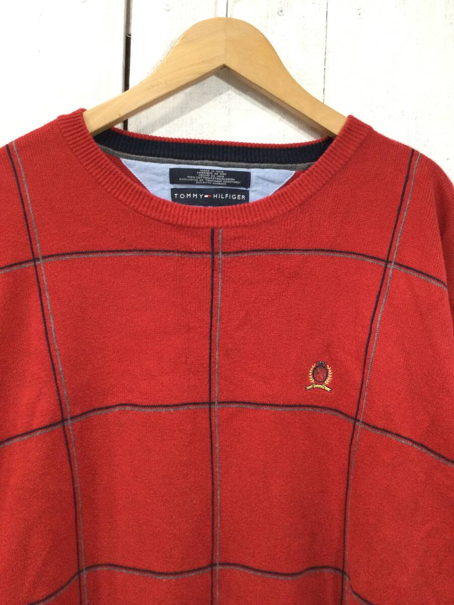 TOMMY HILFIGER トミーヒルフィガー 柄 コットンニット セーター メンズXL 大きめ 良品_画像2