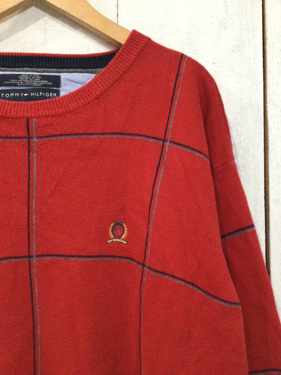 TOMMY HILFIGER トミーヒルフィガー 柄 コットンニット セーター メンズXL 大きめ 良品_画像3