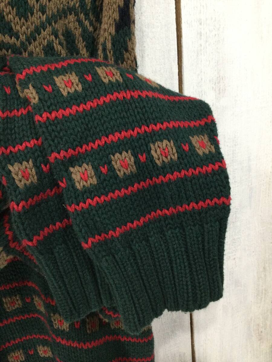 Eddie Bauer エディーバウアー 総柄 コットンニット モックネックセーター メンズM 大きめ 良品_画像5