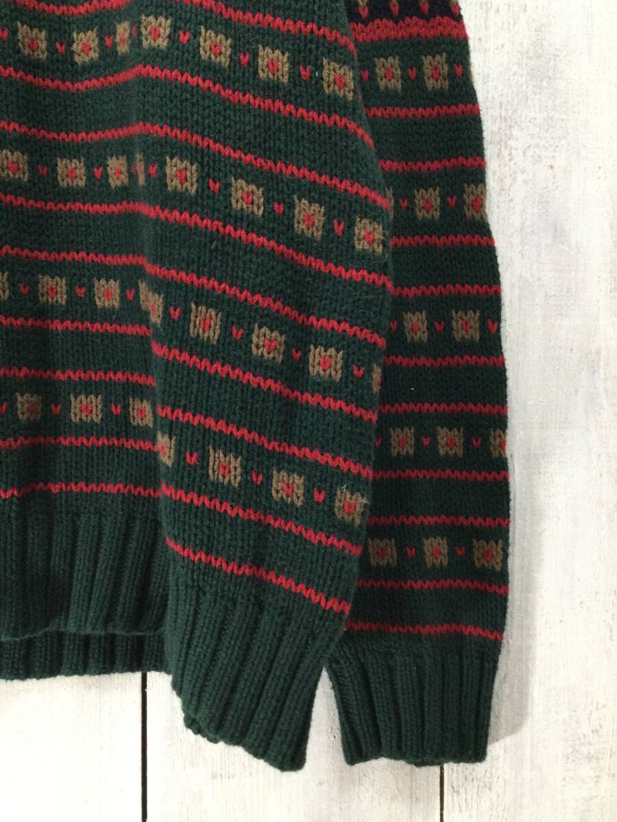 Eddie Bauer エディーバウアー 総柄 コットンニット モックネックセーター メンズM 大きめ 良品_画像4