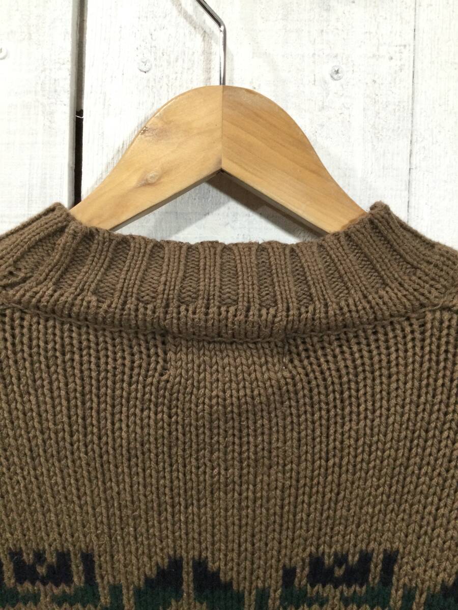 Eddie Bauer エディーバウアー 総柄 コットンニット モックネックセーター メンズM 大きめ 良品_画像9