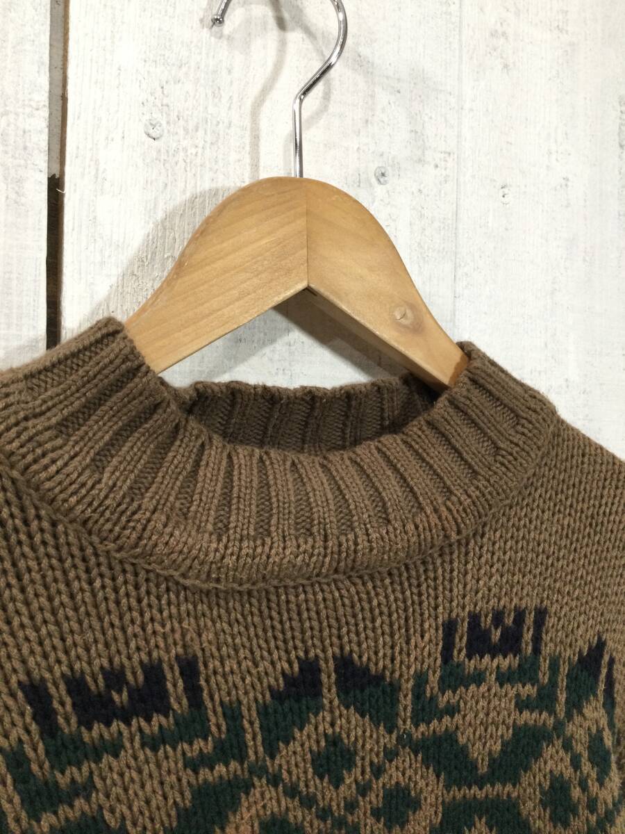 Eddie Bauer エディーバウアー 総柄 コットンニット モックネックセーター メンズM 大きめ 良品_画像3