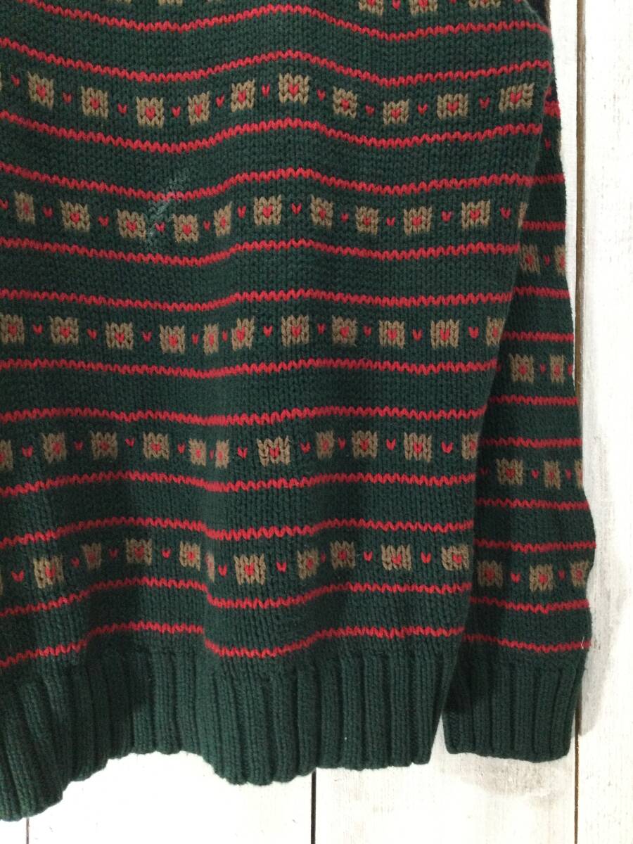 Eddie Bauer エディーバウアー 総柄 コットンニット モックネックセーター メンズM 大きめ 良品_画像6