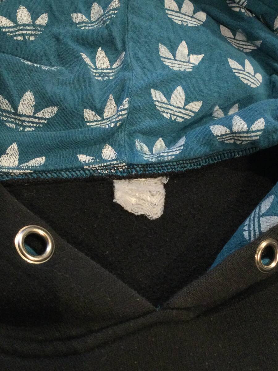 adidas アディダス トレフォイルロゴ 年代不明 スウェットパーカー フード付きトレーナー メンズM ややダメージあり_画像10