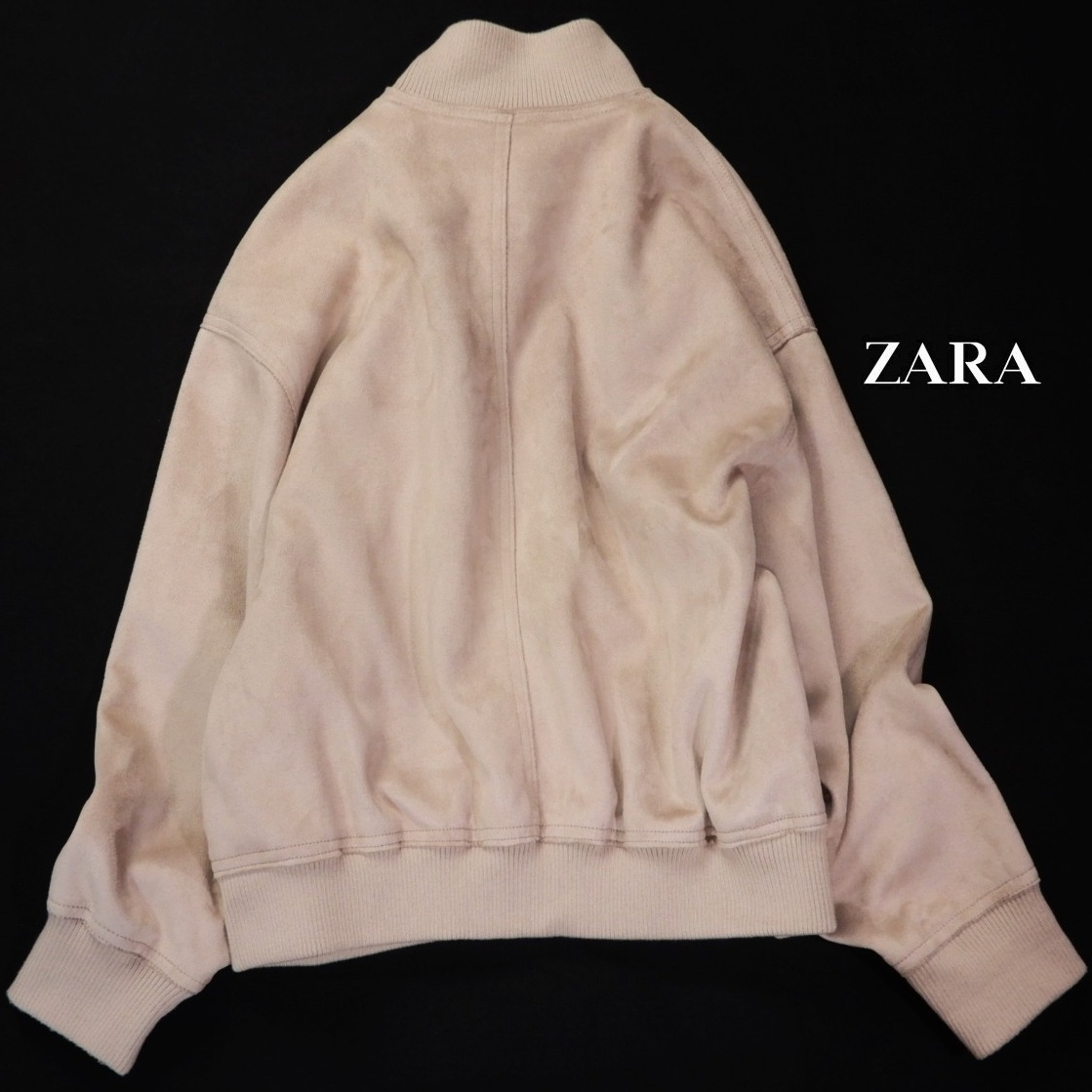 ザラ ZARA TRF 大人素?cái)偿攻骏ぅ搿?スウェードタッチ リブ切り替え デザイン ブルゾン XS ゆったりオーバーサイズ 