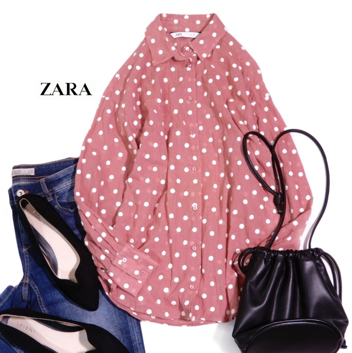 ザラ ZARA 大人可愛い☆立體 ドット 水玉 ブラウス xs ゆったり