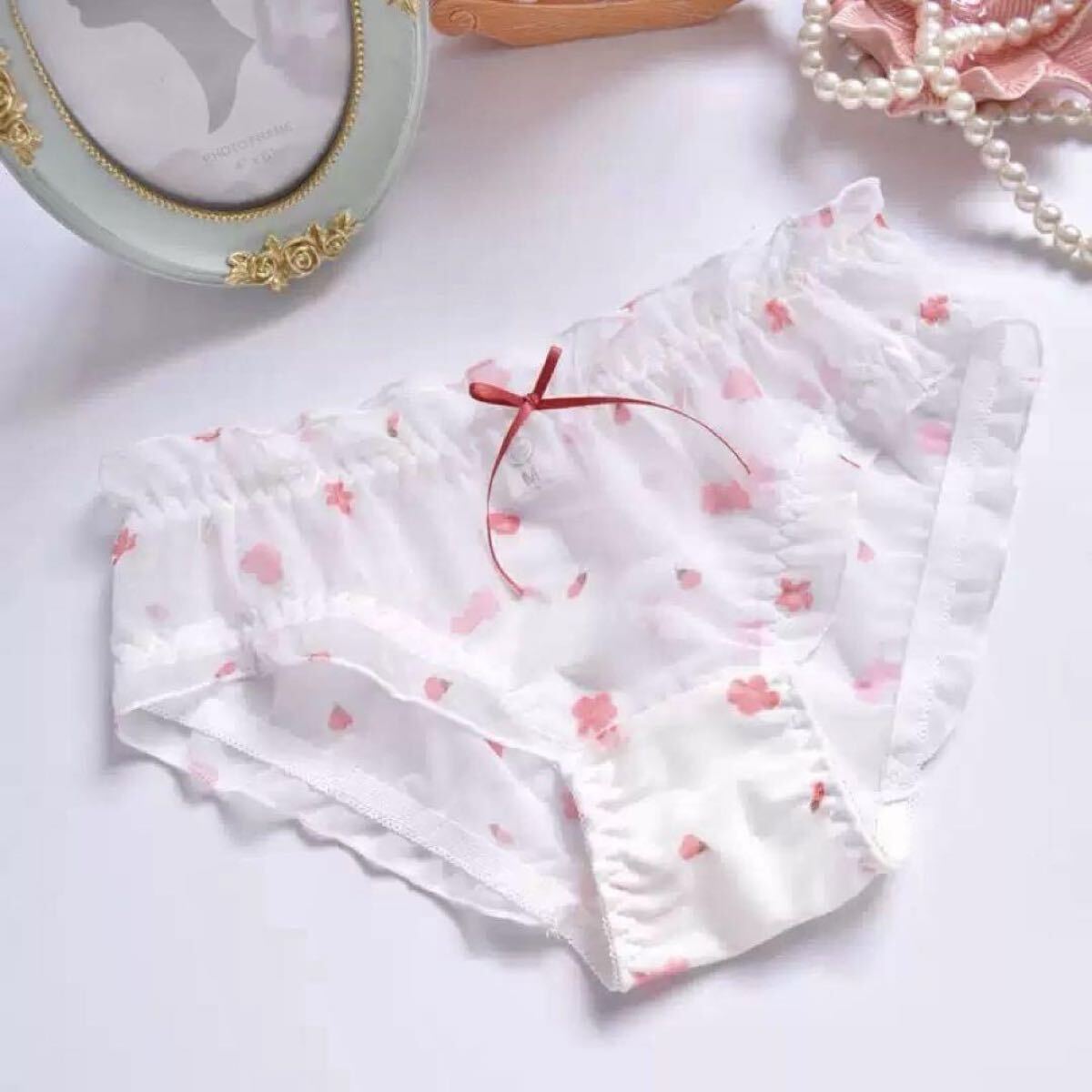 4枚組XL ガーリー可愛い 花柄フリルショーツ女子高生下着 レディース 573号の画像6