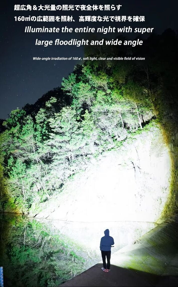 LEDライト 懐中電灯 充電式 2個セット ハンディライト 小型 防水 強力 防災グッズ TYPE-C ZOOM機能 7986803 ブラック 新品 1円 スタート_画像6