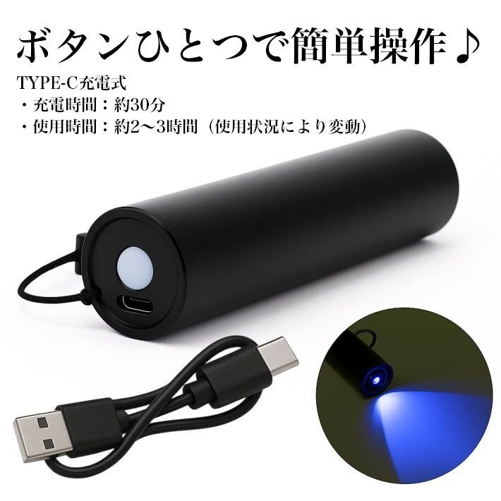 anisaki скользящий UV ультрафиолетовые лучи свет черный свет 365nm заряжающийся TYPE-C зарядка USB рыбалка compact 7986716 1 шт. черный новый товар