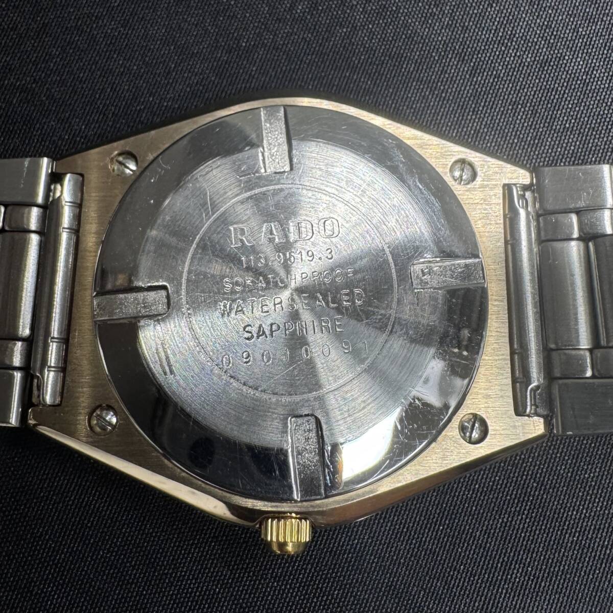 【稼働】 美品 ラドー ダイヤスター 113.9519.3 電池交換済み RADO DIASTAR クォーツ デイト ゴールド カラー メンズ 腕時計_画像9