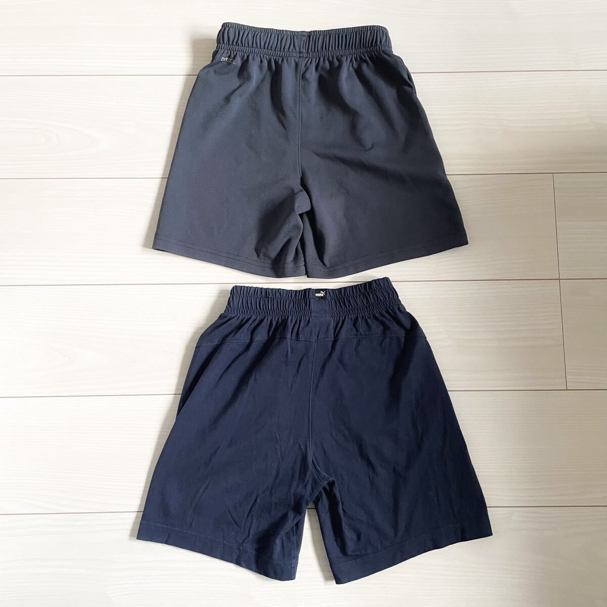 PUMA◆ハーフパンツ 2枚セット ネイビー グレー 130 2着 まとめ売り プーマ 短パン スポーツ 速乾 コットン 綿 ウエストゴム_画像4