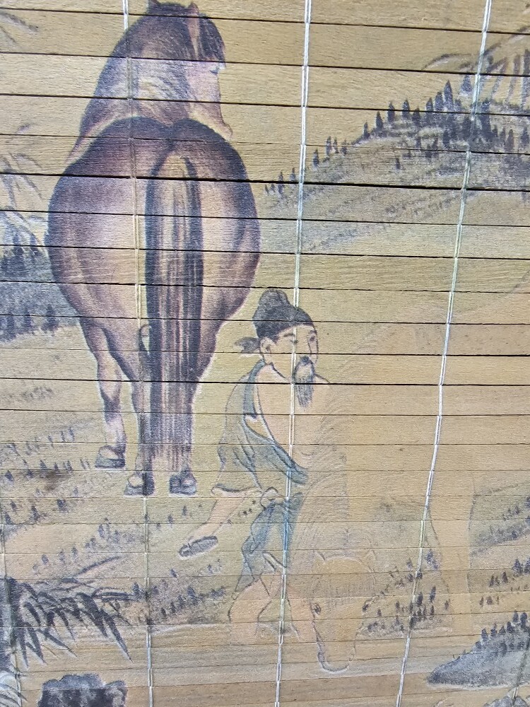 竹製 すだれ 掛軸 掛け軸 山水画 飾り インテリア 壁飾り サイズ約84cm×34cm　ek-665p1tt_画像8