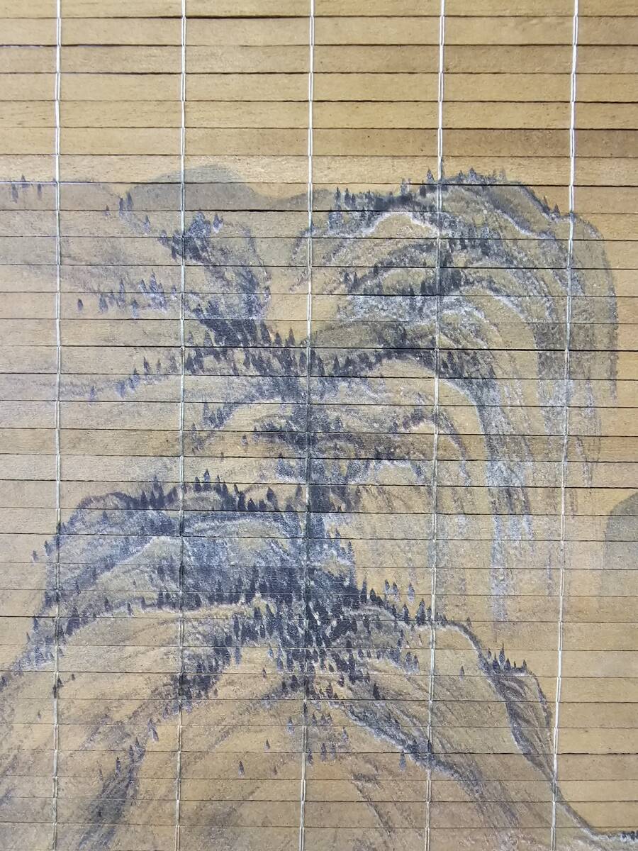 竹製 すだれ 掛軸 掛け軸 山水画 飾り インテリア 壁飾り サイズ約84cm×34cm　ek-665p1tt_画像7