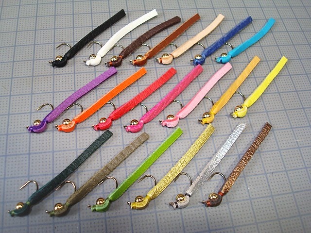 鹿革トラウトガムロング　12本セット　管理釣り場 エリア 20色　＃８　0.45ｇ　ハンドメイド_画像1
