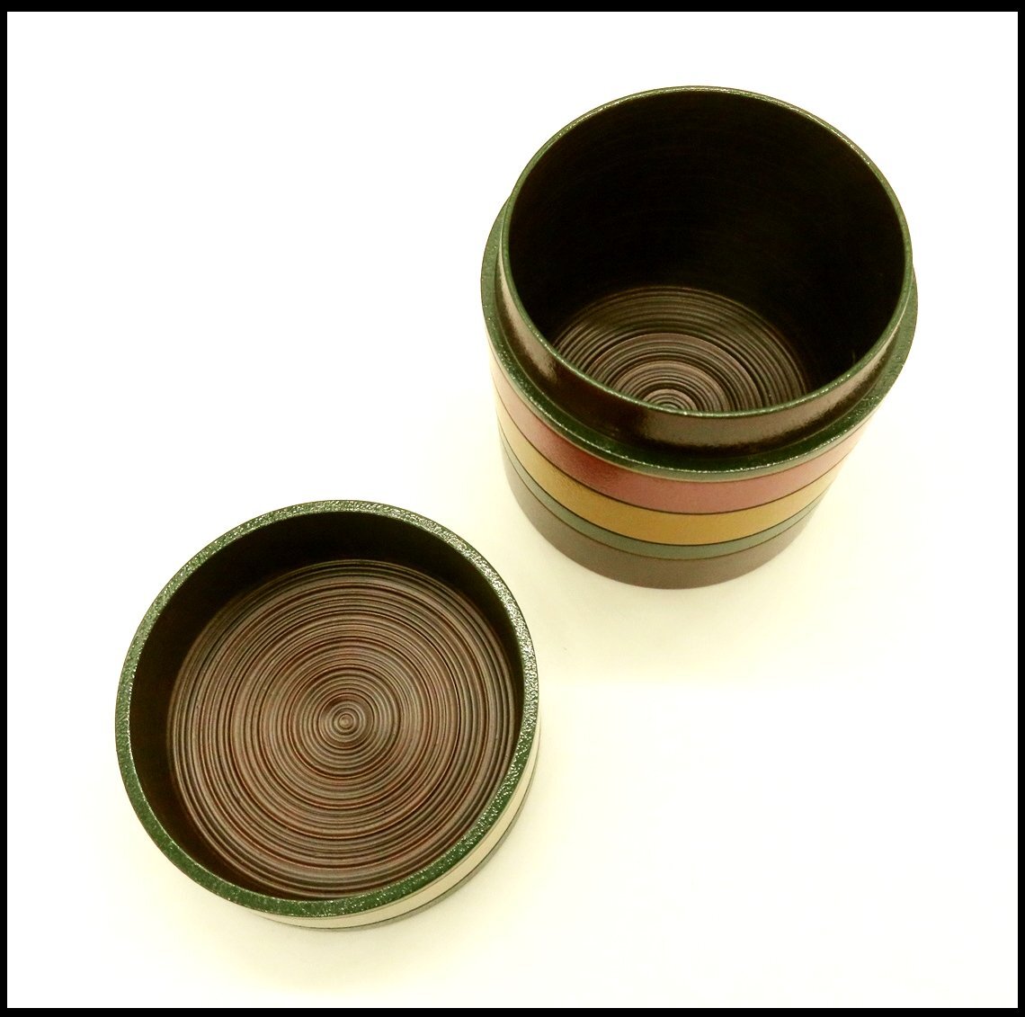 【宏】1690) 六代 川端近左 「独楽塗茶器」 共箱 共布 棗 二重箱/(近江屋蒔絵漆芸茶道具表裏千家宗偏)_画像4