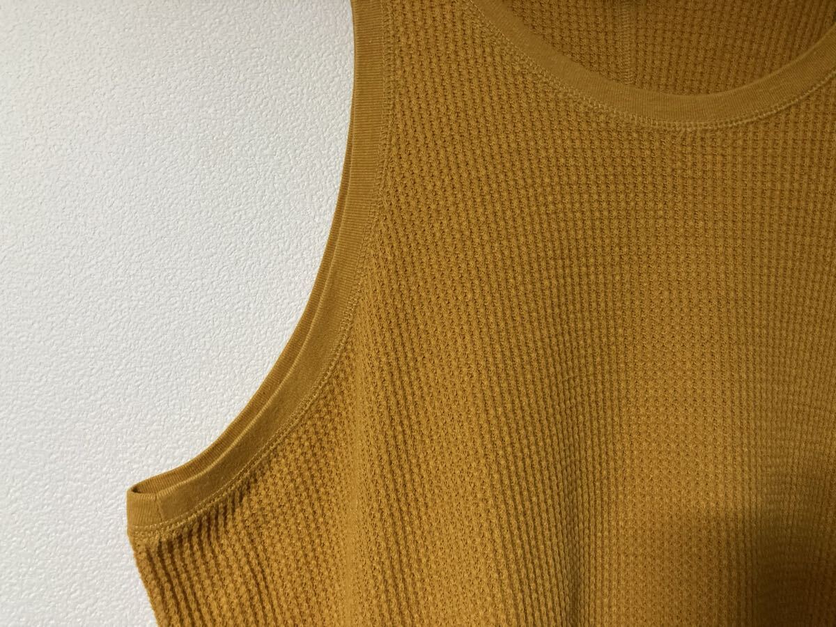 unused 14SS 名作 サーマルタンクトップ ロング マスタード イエロー Tシャツ ワッフル _画像4