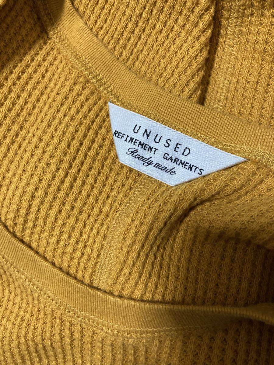unused 14SS 名作 サーマルタンクトップ ロング マスタード イエロー Tシャツ ワッフル _画像3