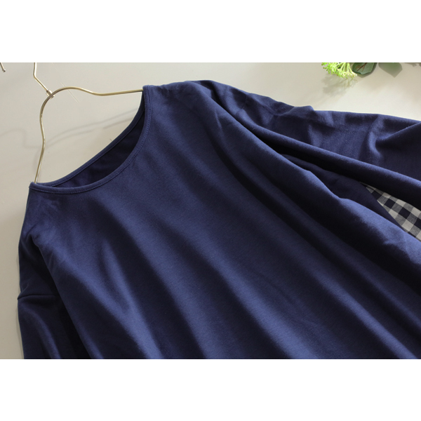 ココモモ COCOMOMO★大人可愛い♪サイドチェック柄ティアードカットソーロング丈ワンピース_画像2