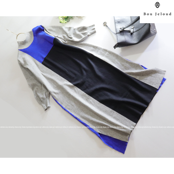 Bou Jeloud ブージュルード ★前後2WAY♪CRAZYパネル細見えロング丈ニットワンピース_画像3