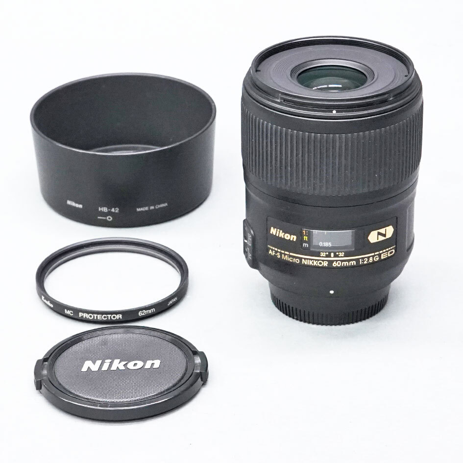 【58】NIKON AF-S Micro NIKKOR 60mm 1:2.8G ED　HB-42付き_画像1
