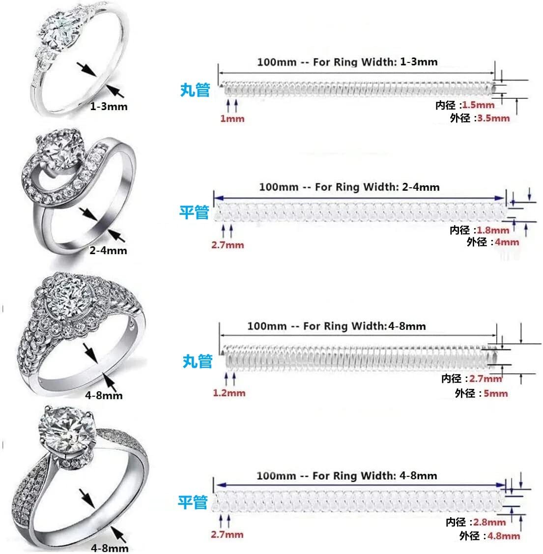 【特価商品】リングストッパー adjuster 銀磨きクロス布付き ring リングアジャスター 4本セット サイズ調節 指輪_画像7