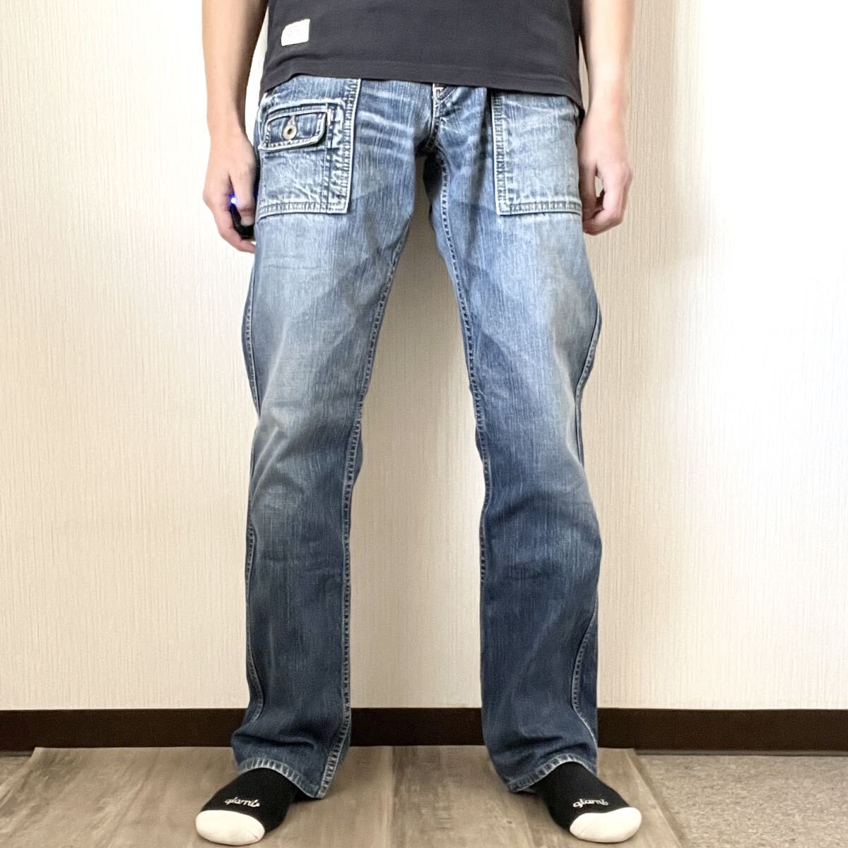 【Johnbull】ジョンブル ブッシュデニムパンツ ジーンズ ブルー 青 M メンズ ワーク カジュアル アメカジ 匿名配送_画像3