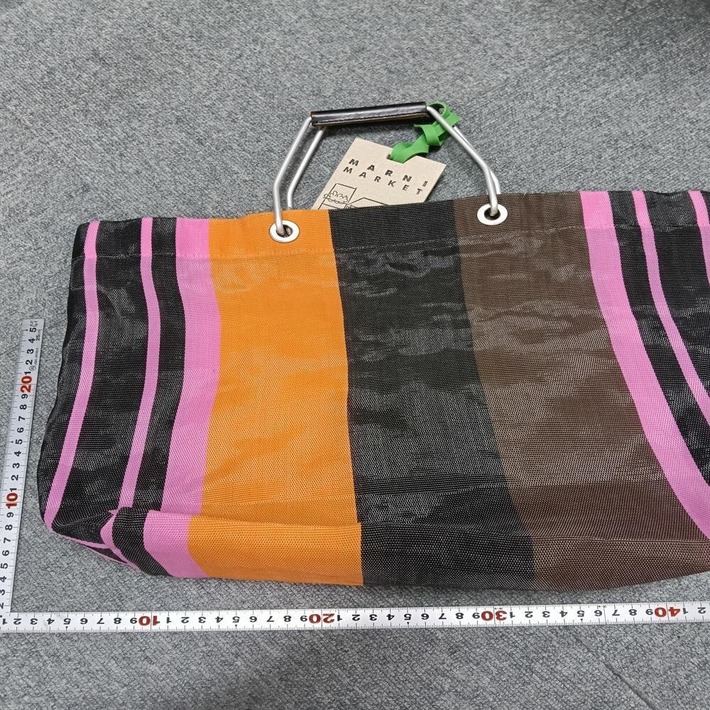MARNI マルニ ピンク オレンジ ストライプ ハンドバッグ 4722271_画像2