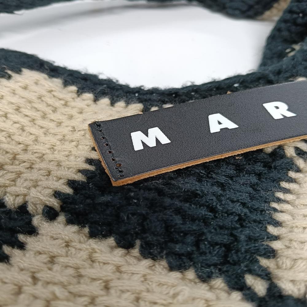 MARNI マルニ ダークグリーン ベージュ チェック ハンドバッグ 4722266_画像4