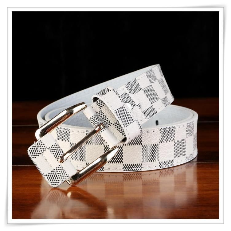 市松模様　格子柄　チェック柄　ベルト　メンズ　カジュアル　レザー　ホワイト_画像1