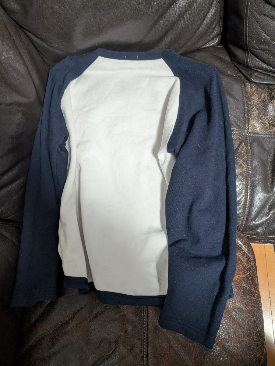 美品！Dickies、ディッキーズ☆裏起毛、温かトレーナー、長袖Tシャツ、サイズL、紺白_画像4